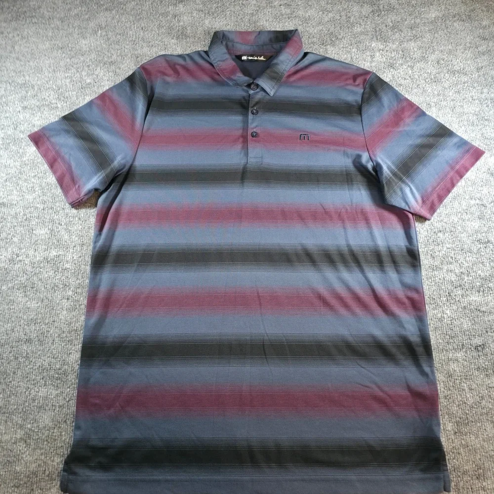 Travis Mathew XL Polo Shirt Striped Golf Casual Pima Cotton Blend Menswear - Picture 4 of 8